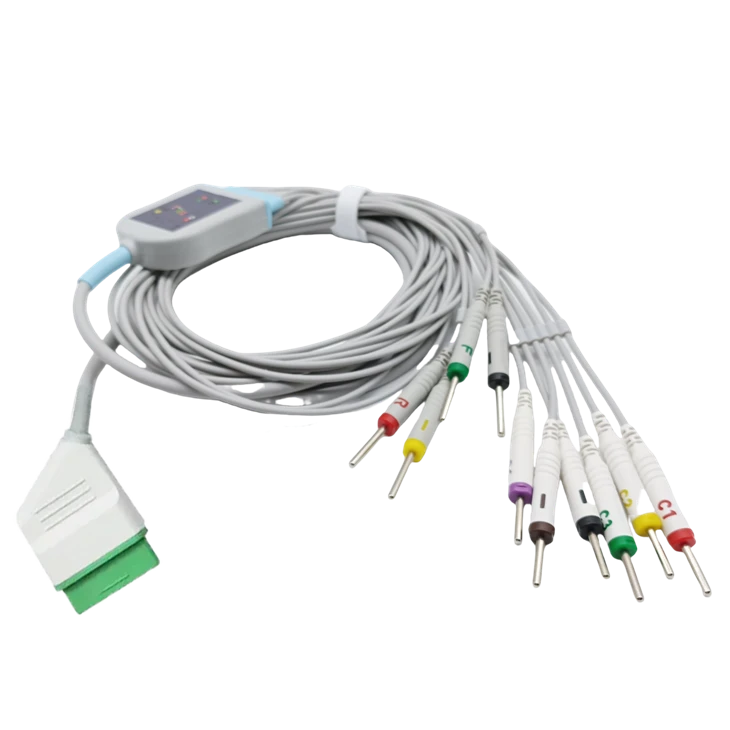 GE Compatible 11-Pin 10-Lead ECG/EKG Cable With 3.0mm Pin Connectors AHA/IEC best