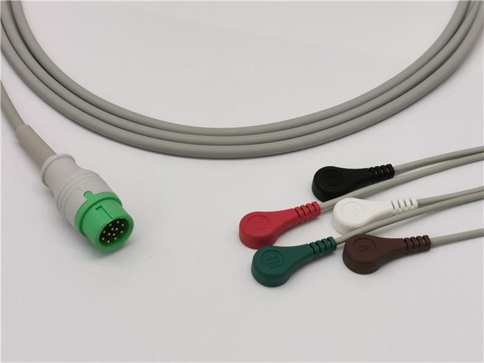 Mindray Compatible ECG Transducer Cable 5 Leads Snaps